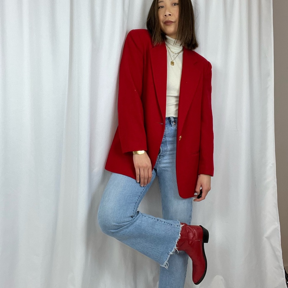 Vintage Red Wool Blazer